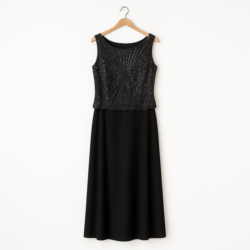 CARTISE | Vintage Black Sparkle Maxi Dress – Women’s Size 8